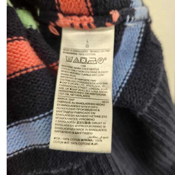 GAP Navy Blue Rainbow Striped Sweater Womens Size Large L - Picture 4 of 4